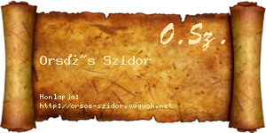 Orsós Szidor névjegykártya